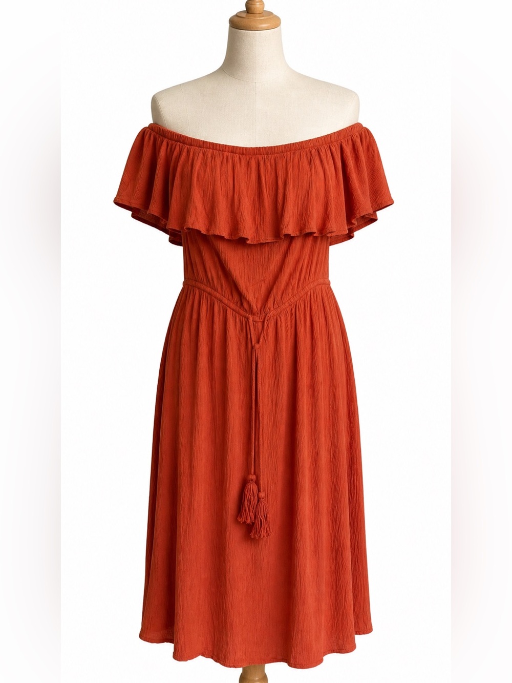 City Chic Coral Off-Shoulder Ruffle Top Dress